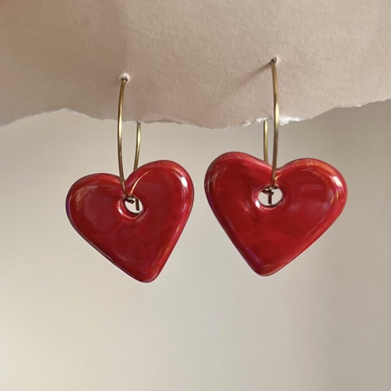 Cerámica corazón par