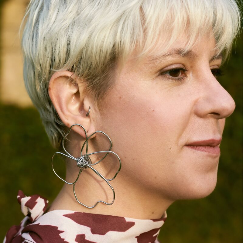 Pendientes flor acero inox